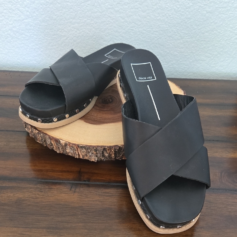 DOLCE VITA Gracy Platform Strap Footbed Sandals In Black Size 10